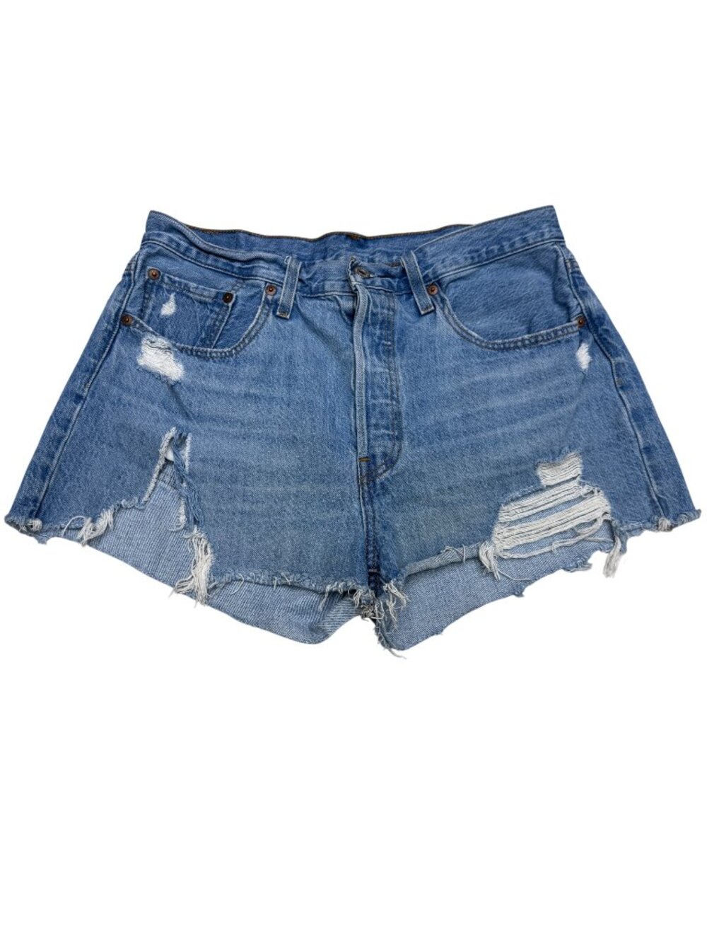 Levi's 501 Distressed Women's Denim Shorts Button Fly 100% Cotton, Size 31